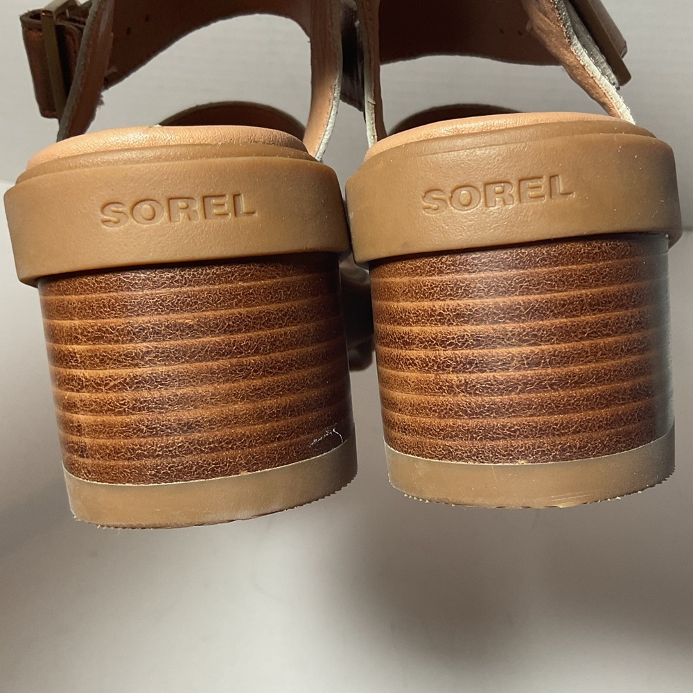 Sorel Rose Gold Metallic Chunky Heel Sandals - Picture 8 of 12